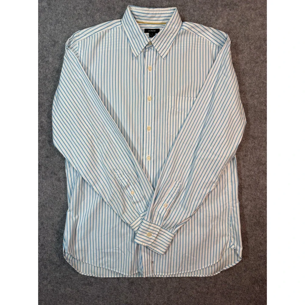 J.Crew Mens Blue White Striped Button Down Shirt Long Sleeve Size M Medium